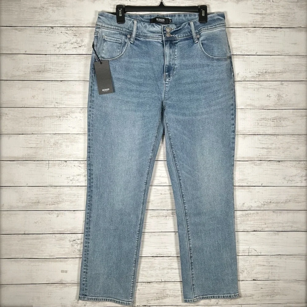 Hudson Ladies' Straight High Rise Leg Flap Pocket Jean 12 32W 28.5L NWT